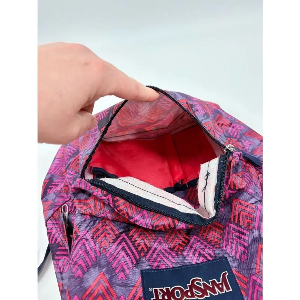 Jansport Purple and Pink Chevron Pattern Backpack